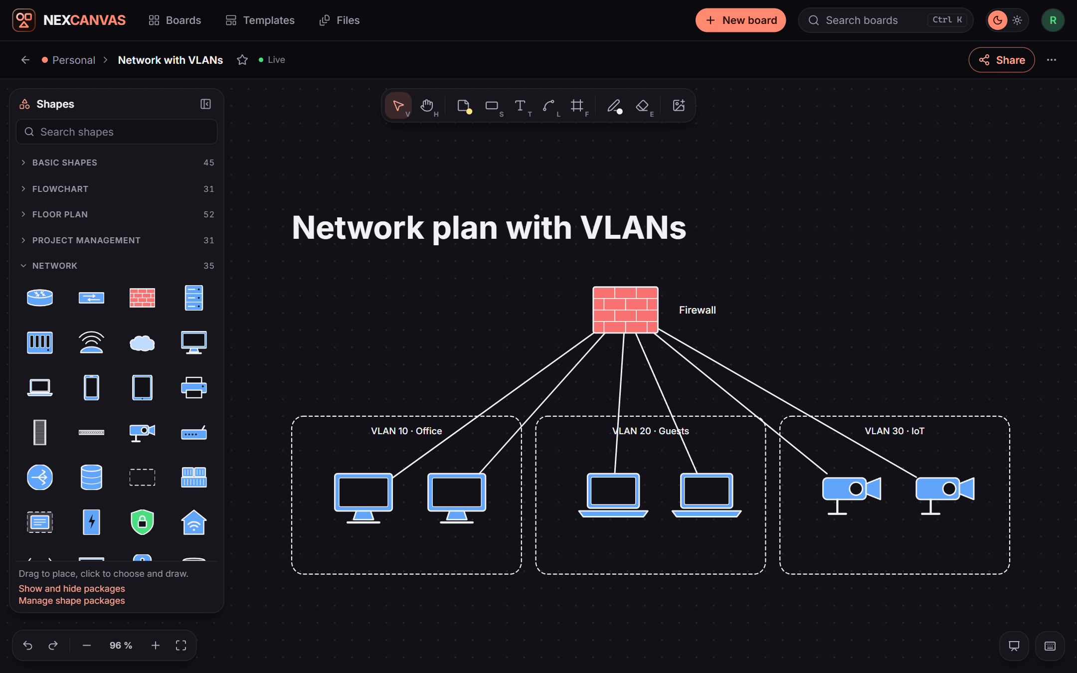 nexcanvas · Self-hosted whiteboard, live together